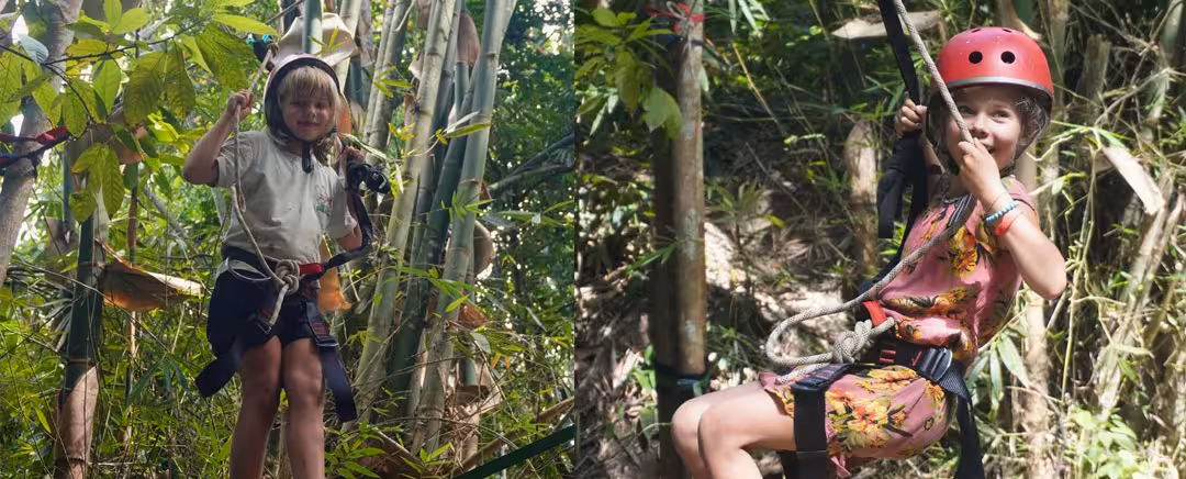 kids play ziplining